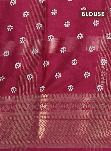 Semi dola saree wine shade with allover zari weaves & batik prints and zari woven border