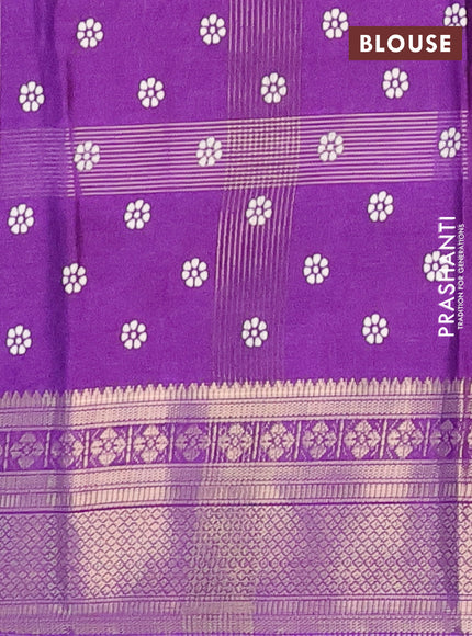 Semi dola saree violet with allover zari weaves & batik prints and zari woven border