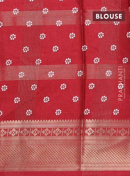 Semi dola saree maroon with allover zari weaves & batik prints and zari woven border