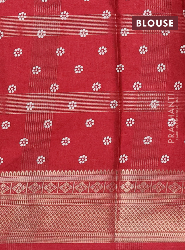 Semi dola saree maroon with allover zari weaves & batik prints and zari woven border