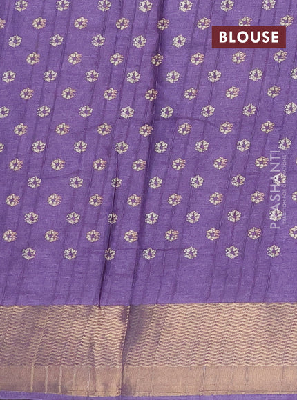 Semi dola saree violet with floral prints and zari woven border