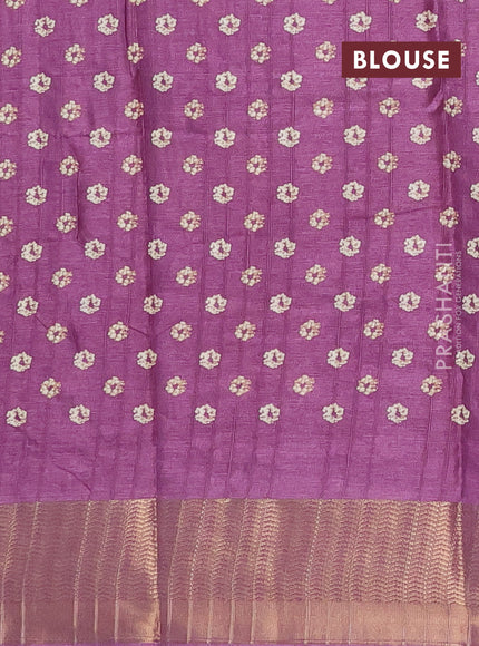 Semi dola saree lavender with floral prints and zari woven border