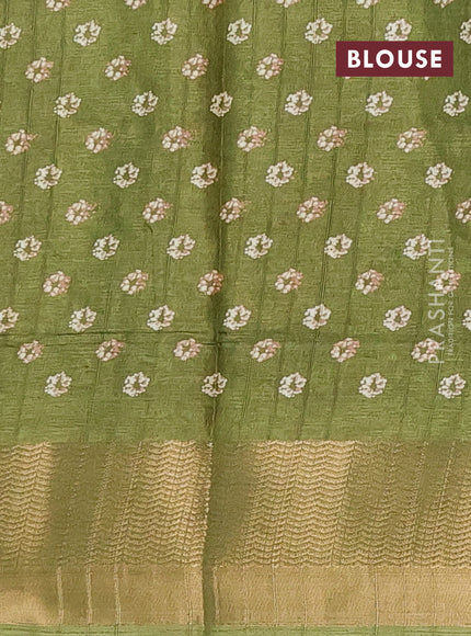 Semi dola saree mehendi green with floral prints and zari woven border