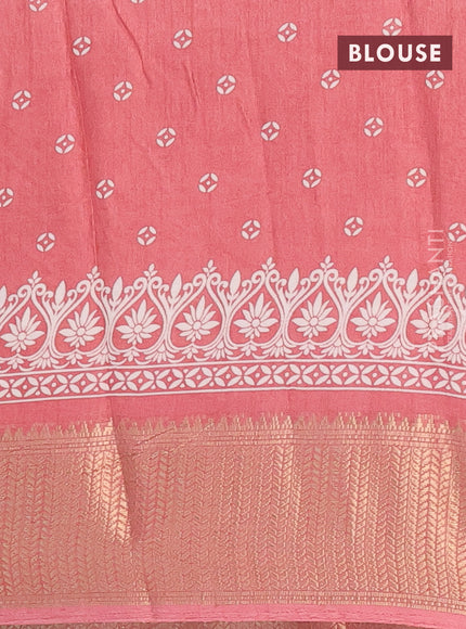 Semi dola saree peach shade with butta prints and zari woven border