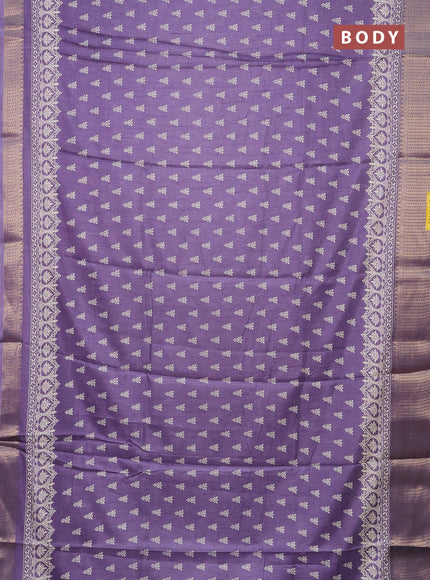 Semi dola saree violet with butta prints and zari woven border