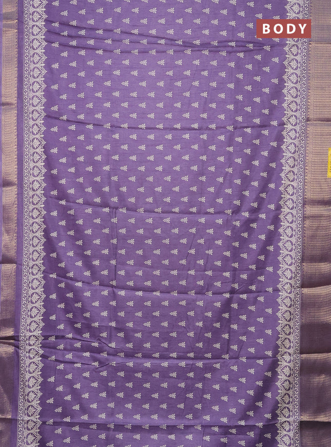 Semi dola saree violet with butta prints and zari woven border