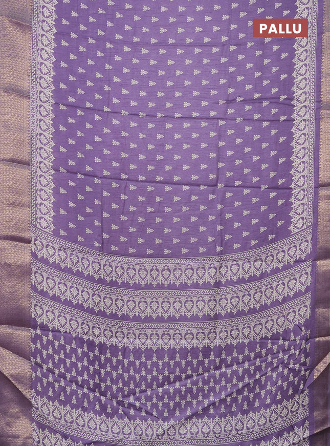 Semi dola saree violet with butta prints and zari woven border