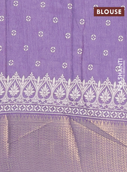 Semi dola saree violet with butta prints and zari woven border