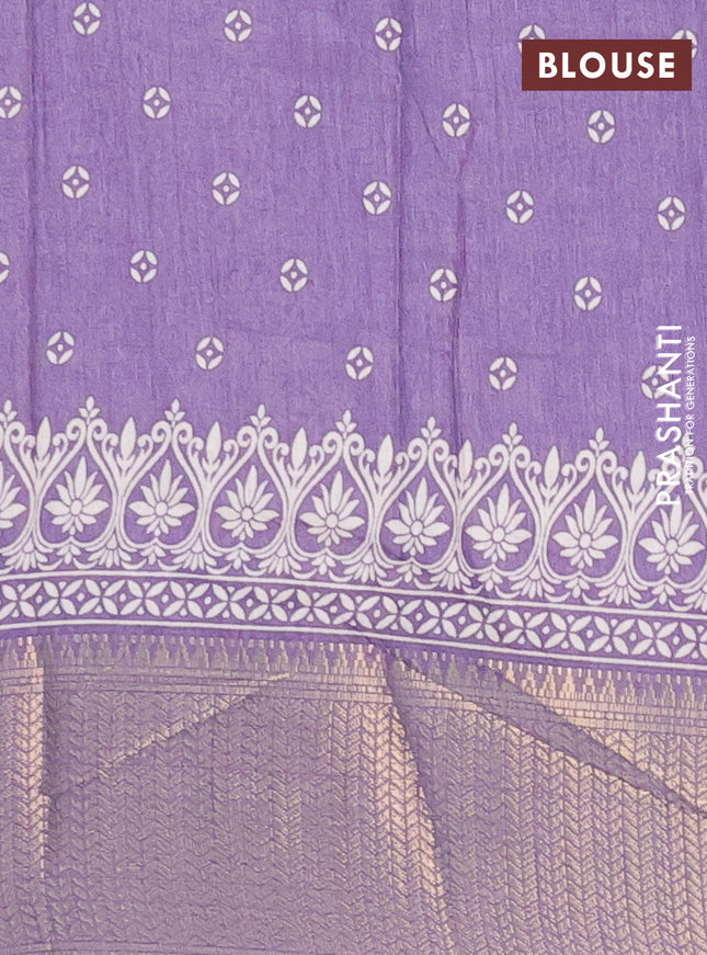 Semi dola saree violet with butta prints and zari woven border