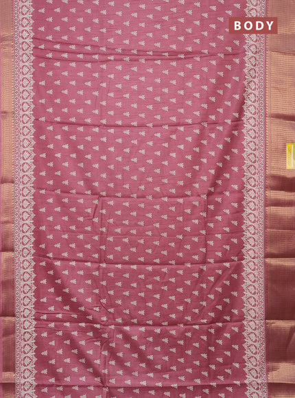 Semi dola saree mauve pink with butta prints and zari woven border