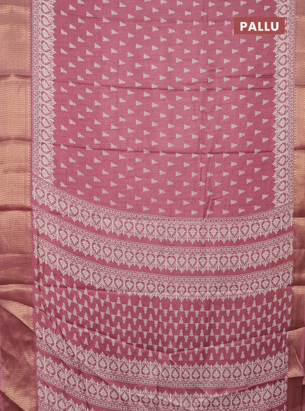 Semi dola saree mauve pink with butta prints and zari woven border