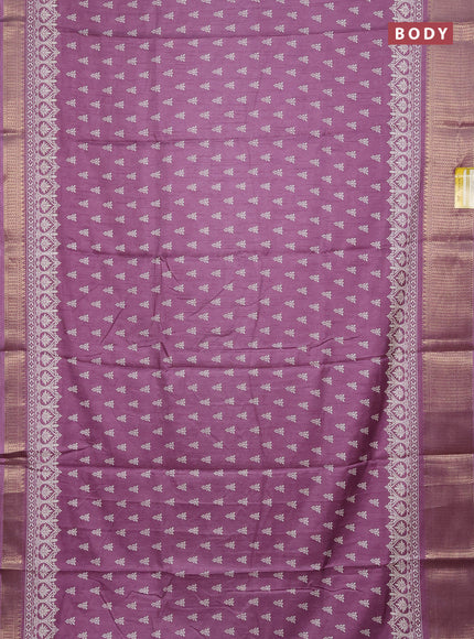 Semi dola saree pastel lavender with butta prints and zari woven border