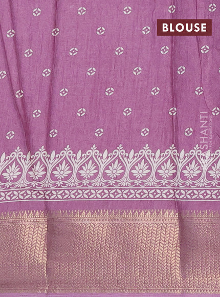 Semi dola saree pastel lavender with butta prints and zari woven border