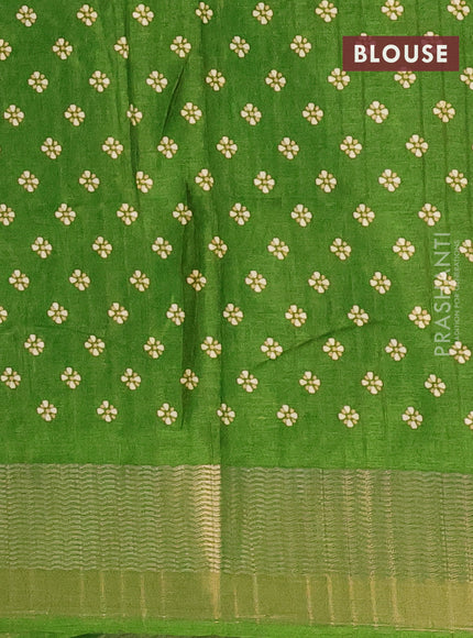 Semi dola saree green with butta prints and zari woven border