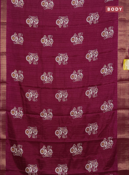 Semi dola saree purple with butta prints and zari woven border