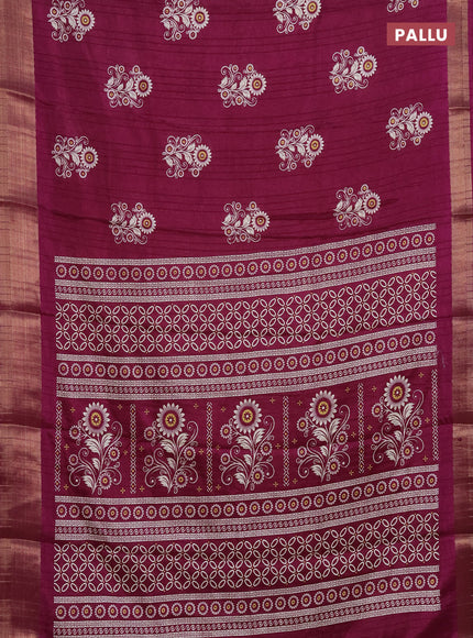 Semi dola saree purple with butta prints and zari woven border