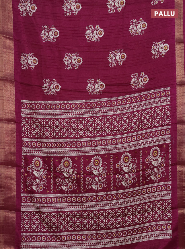 Semi dola saree purple with butta prints and zari woven border