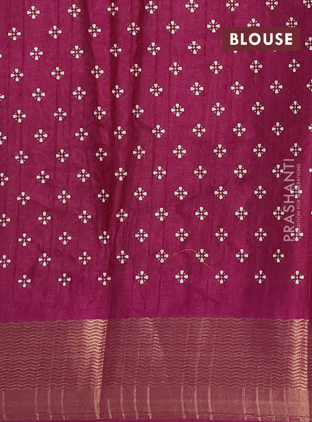Semi dola saree purple with butta prints and zari woven border
