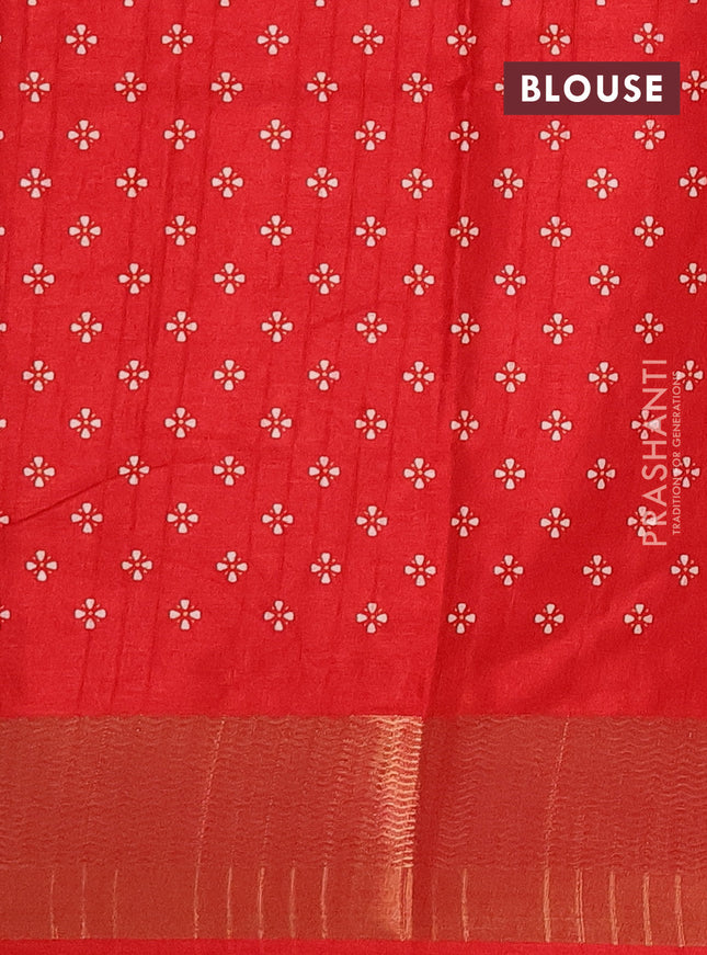 Semi dola saree red with butta prints and zari woven border