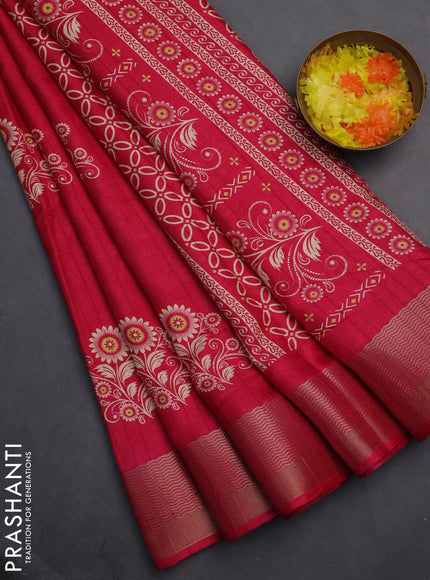 Semi dola saree pink with butta prints and zari woven border