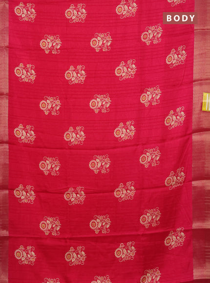 Semi dola saree pink with butta prints and zari woven border