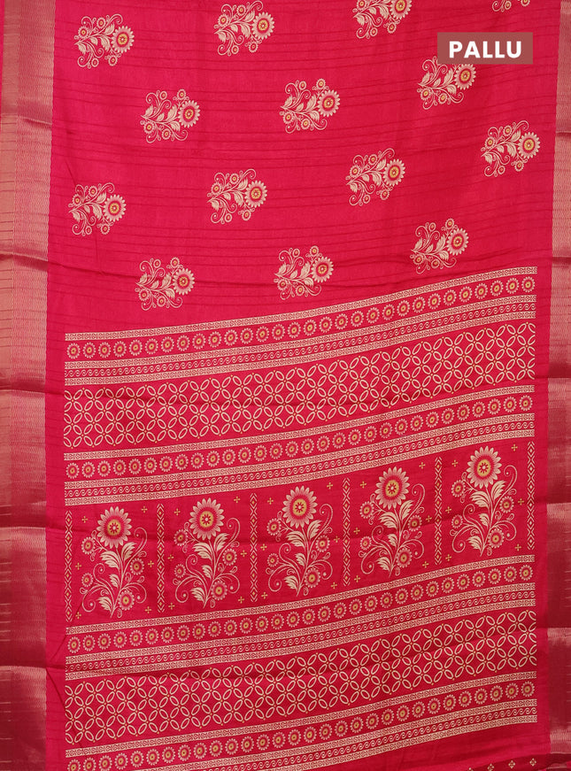 Semi dola saree pink with butta prints and zari woven border