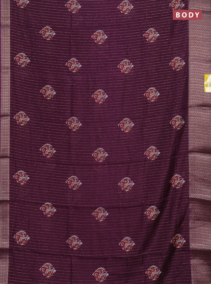 Semi dola saree purple with allover zari weaves & buttas and zari woven border