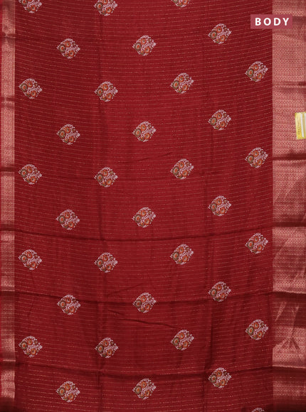 Semi dola saree maroon with allover zari weaves & buttas and zari woven border