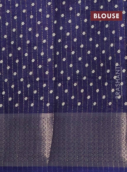 Semi dola saree dark blue with allover zari weaves & buttas and zari woven border