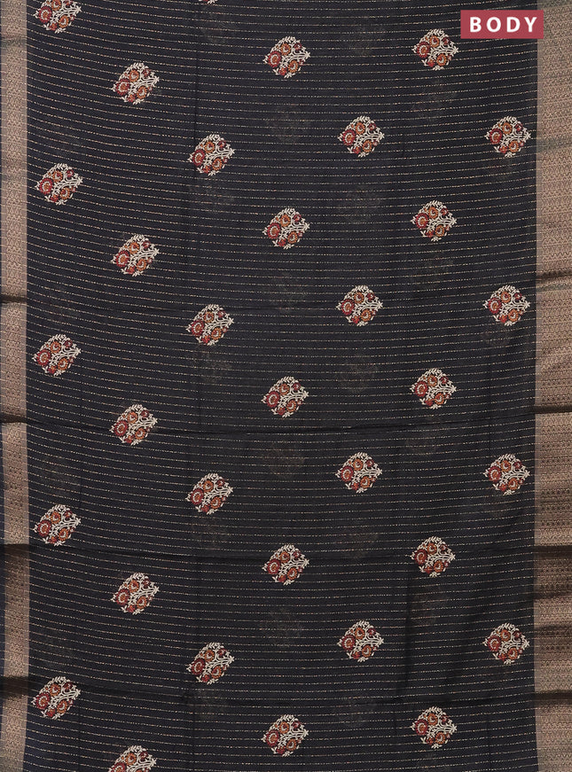 Semi dola saree black with allover zari weaves & buttas and zari woven border