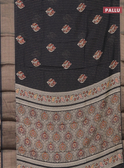 Semi dola saree black with allover zari weaves & buttas and zari woven border