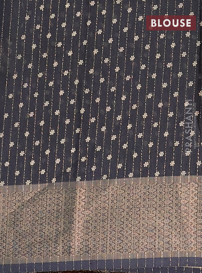 Semi dola saree black with allover zari weaves & buttas and zari woven border