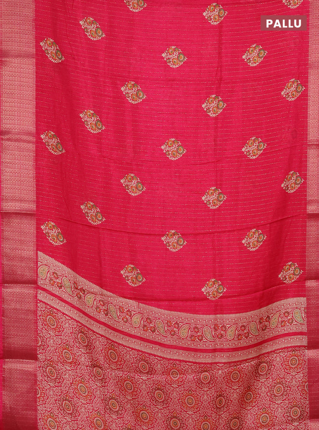 Semi dola saree pink with allover zari weaves & buttas and zari woven border