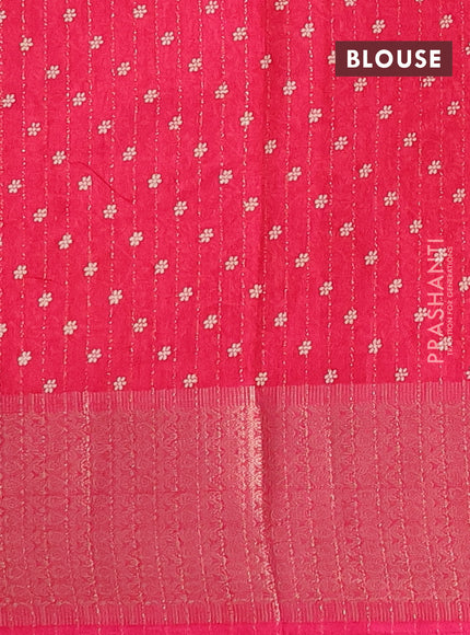 Semi dola saree pink with allover zari weaves & buttas and zari woven border