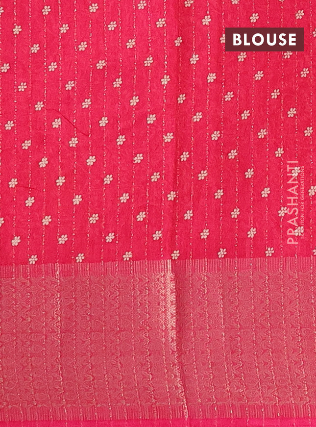 Semi dola saree pink with allover zari weaves & buttas and zari woven border