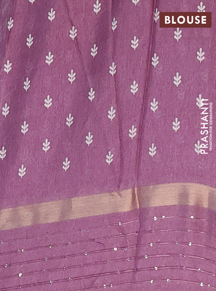 Semi dola saree deep jamun with allover warli prints and zari woven sequin work border