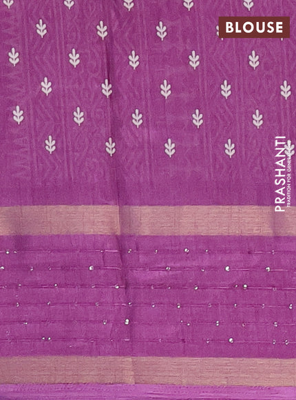 Semi dola saree deep purple with allover warli prints and zari woven sequin work border
