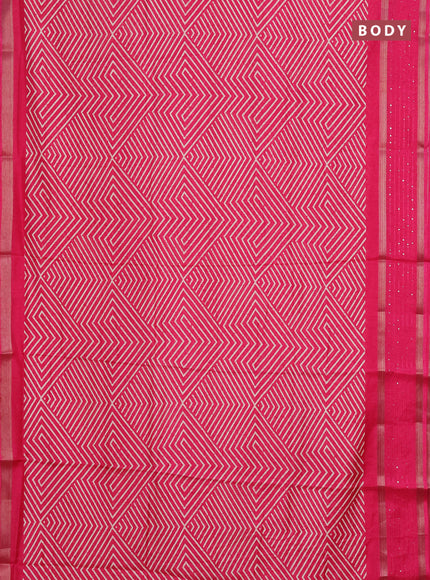 Semi dola saree pink with allover geometric prints and zari woven sequin work border