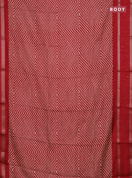 Semi dola saree maroon with allover geometric prints and zari woven sequin work border