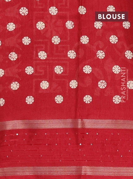 Semi dola saree maroon with allover geometric prints and zari woven sequin work border