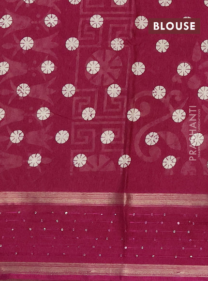 Semi dola saree purple with allover geometric prints and zari woven sequin work border