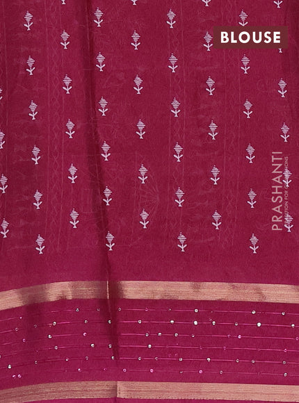 Semi dola saree purple with allover warli prints and zari woven sequin work border