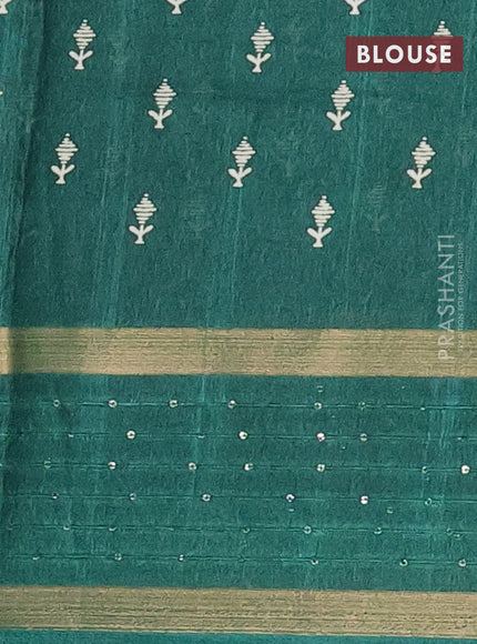 Semi dola saree green with allover warli prints and zari woven sequin work border