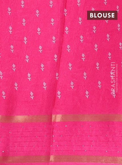 Semi dola saree pink with allover warli prints and zari woven sequin work border