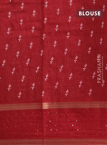 Semi dola saree maroon with allover warli prints and zari woven sequin work border