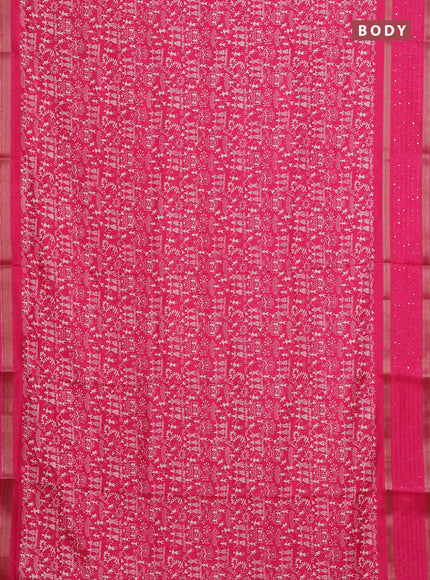 Semi dola saree pink with warli prints and zari woven sequin work border