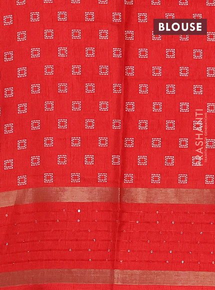 Semi dola saree red with allover warli prints and zari woven sequin work border