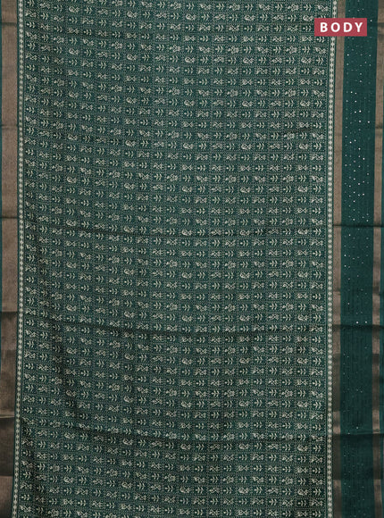 Semi dola saree green with allover warli prints and zari woven sequin work border