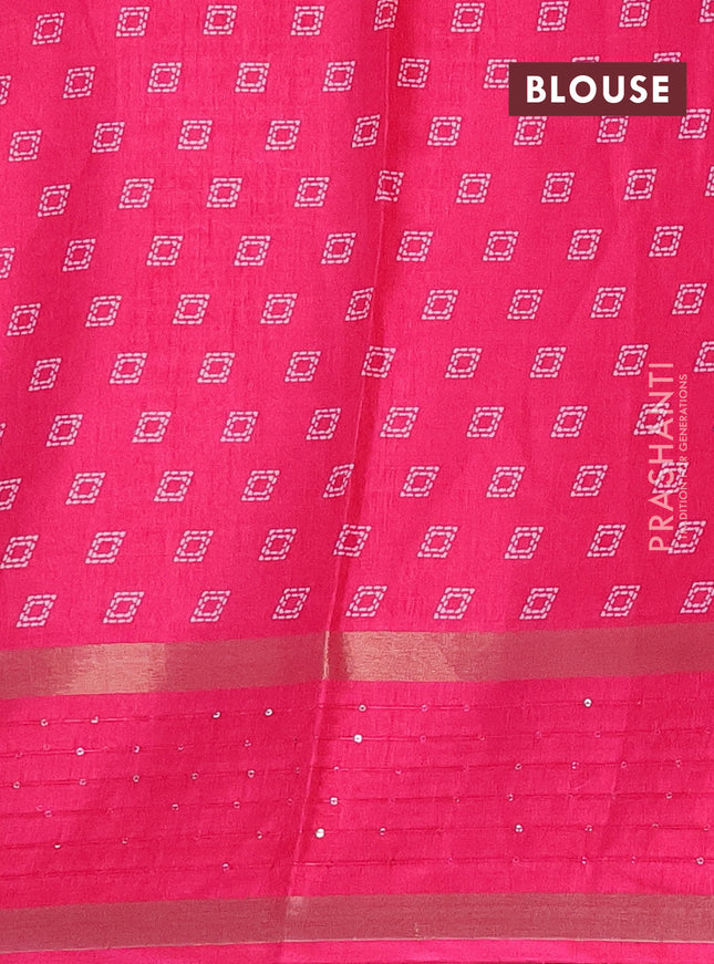 Semi dola saree pink with allover warli prints and zari woven sequin work border