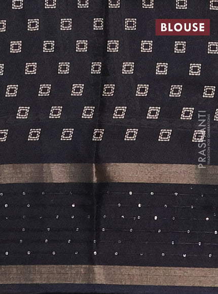 Semi dola saree black with allover warli prints and zari woven sequin work border